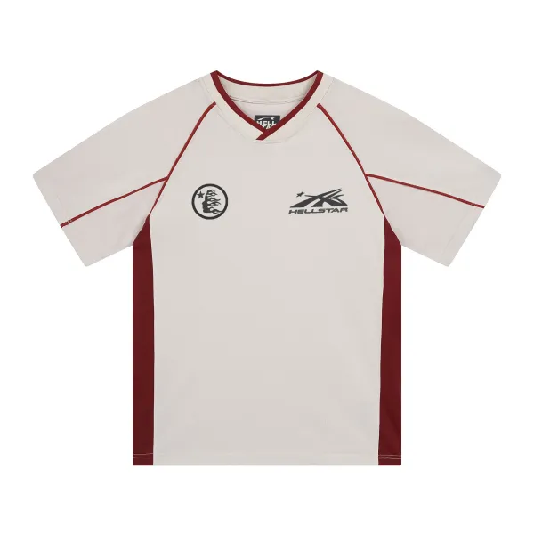 Hellstar V-Neck Performance Jersey Beige and Burgundy - 1