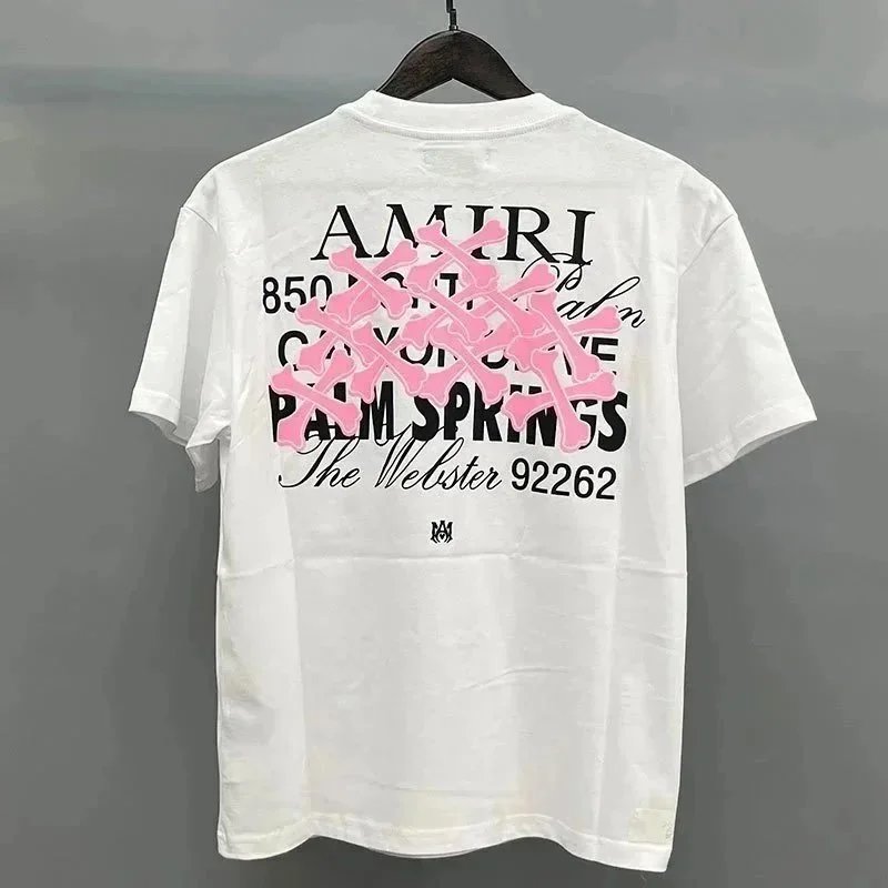 AMIRI T-Shirts Oversized graphic crew-neck T-shirt — White and pink pattern