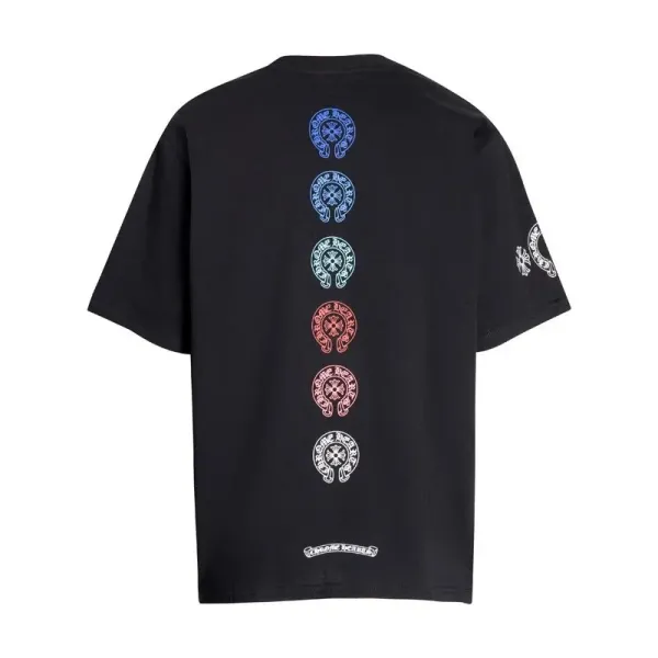 Chrome Hearts Six Horseshoe Logo Vertical Gradient T-Shirt Black - 1