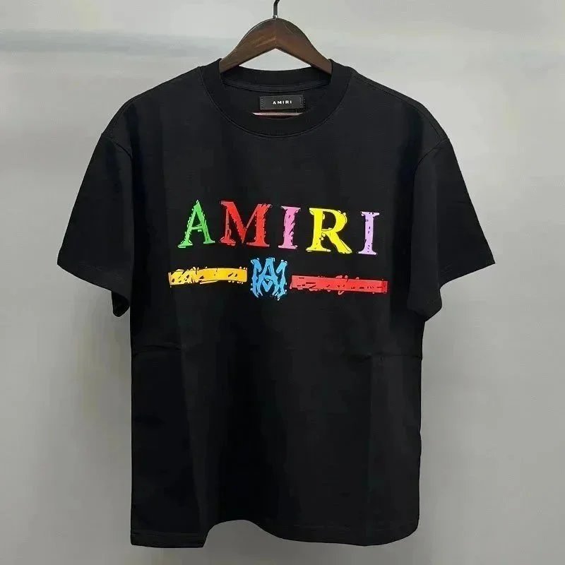 AMIRI T-Shirts Oversized graphic crew-neck T-shirt — Black and colorful letters