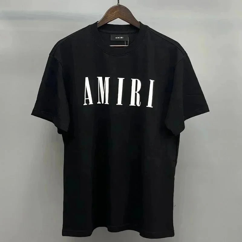 AMIRI T-Shirts Oversized graphic crew-neck T-shirt — Black and white large letters