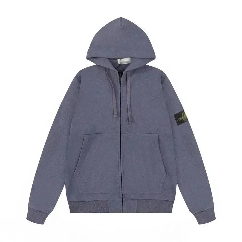 Gray-Blue Hooded Cardigan