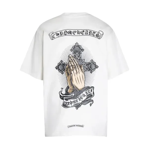 Chrome Hearts Praying Hands Cross White T-Shirt - 1