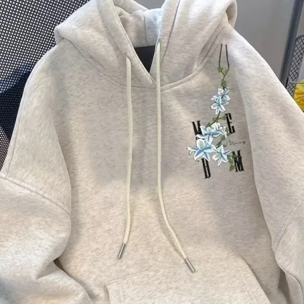 Design Floral Embroidery Hoodie White - 9