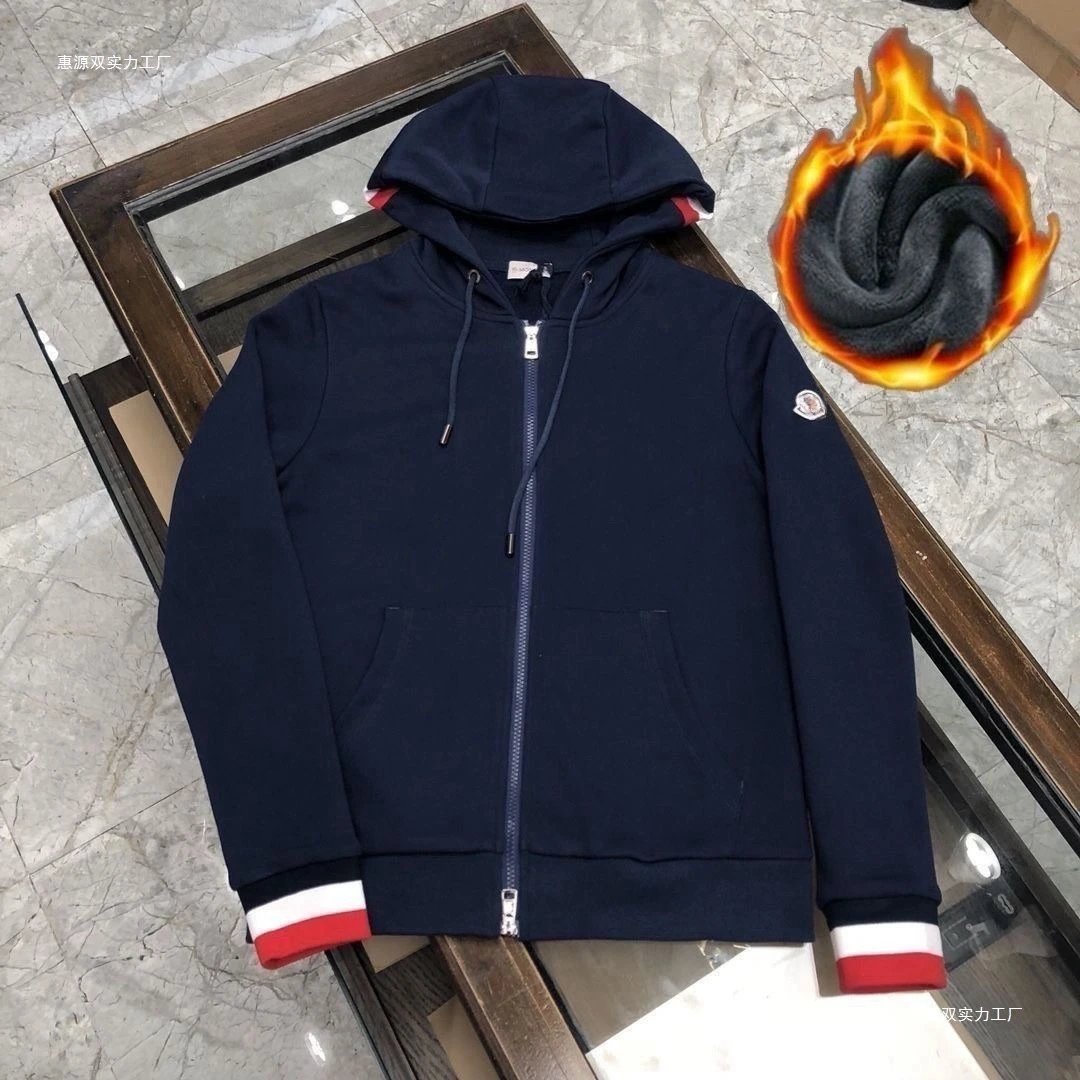跨境爆款春秋季加绒新款男装连帽卫衣百搭运动休闲拉链潮流外衣 4