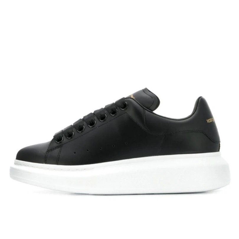 High-top mcqueen sneakers, unisex casual style, genuine leather, white sneakers, breathable, height-increasing, chunky sole, direct from the factory