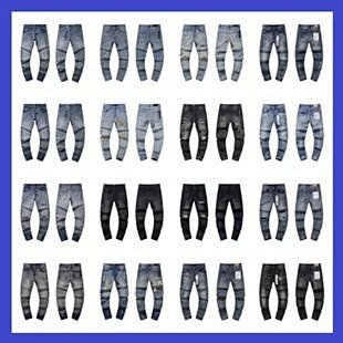 Cross-border Wholesale Purple American High Street Ripped Patch Trendy Vintage Straight-Leg Amiri Jeans Brand