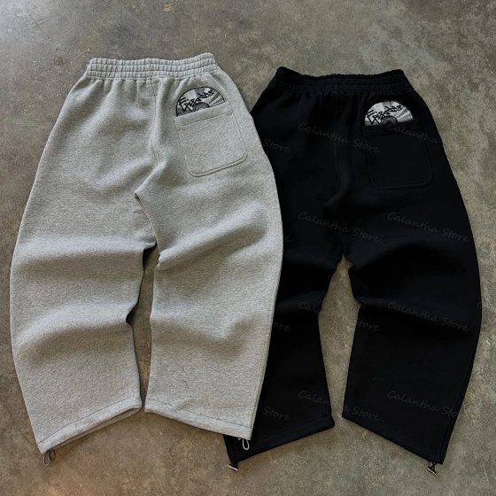 Cross border European and American fashion brand embroidered casual pants for men, new high street fashion design sense, sweatpants, loose and versatile jogging pants