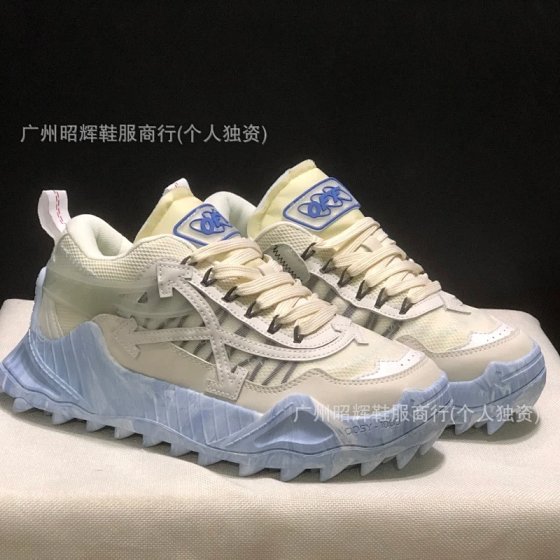 2024 OW Spring/Summer Runway Style Sneakers with Large Arrow Mesh and Two-Tone Calfskin, Unisex Casual Shoes