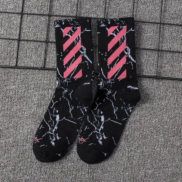 Off-White Diagonal Stripe Marble Print Socks - 1