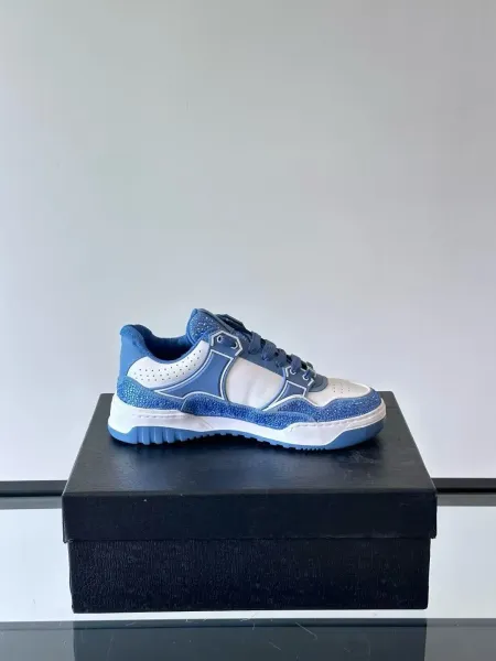 Philipp Plein PP Diamond-Embellished White and Navy Sneakers - 19