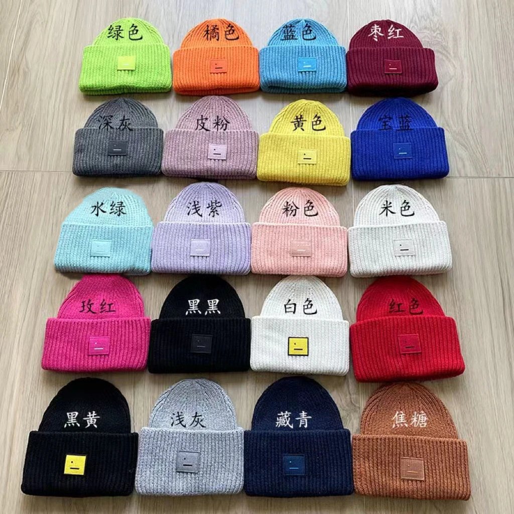 Design Ribbed Knit Beanie with Embroidered Smiley Patch in Royal Blue - 3