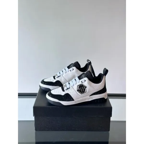 Philipp Plein PP Logo Sneakers White Black Glitter - 1