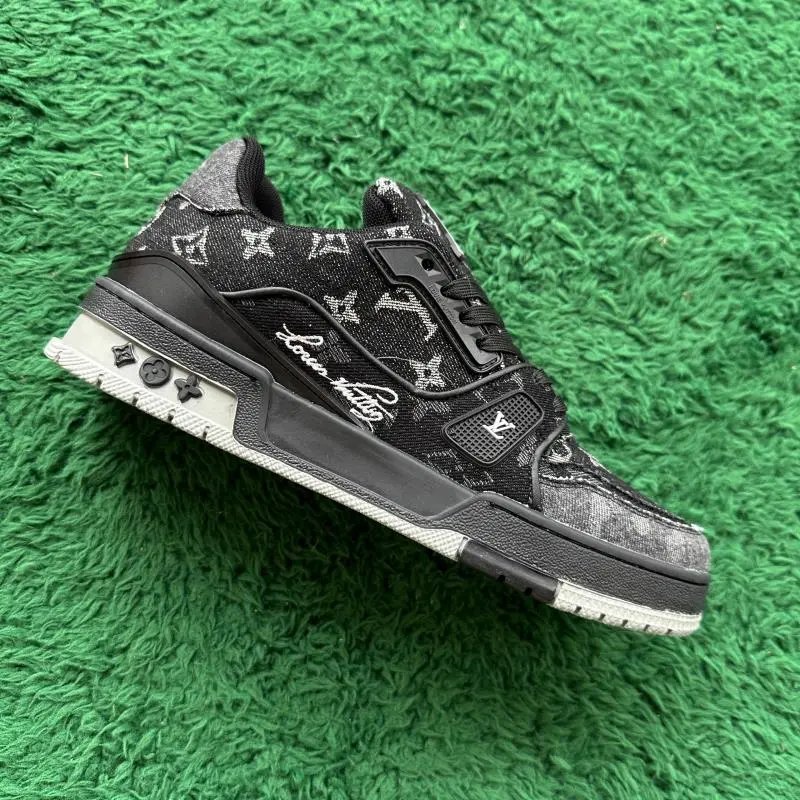 LV Trainers White Signature (Budget) — BLACK Denim BLACK colorway — USFans Spreadsheet photo