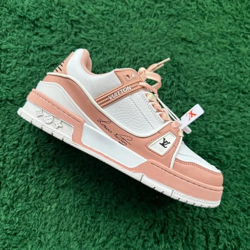 LV Trainers White Signature (Budget) — Three generations of PINK colorway — USFans Spreadsheet photo