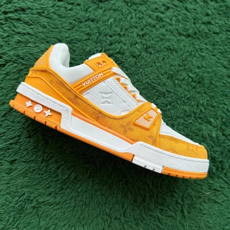 LV Trainers White Signature (Budget) — WHITE YELLOW colorway — USFans Spreadsheet photo
