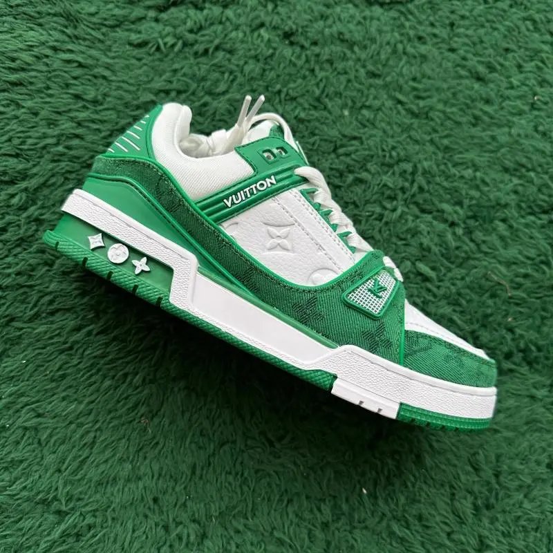 LV Trainers White Signature (Budget) — WHITE GREEN 2 WHITE GREEN colorway — USFans Spreadsheet photo
