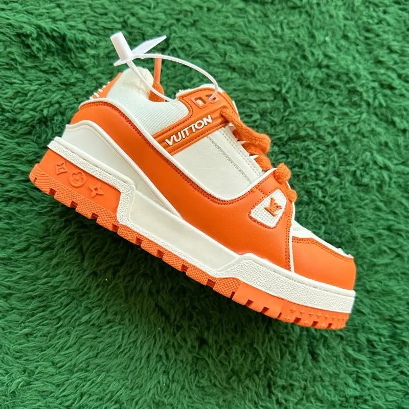 LV Trainers White Signature (Budget) — Fat Ding SNEAKER ORANGE colorway — USFans Spreadsheet photo