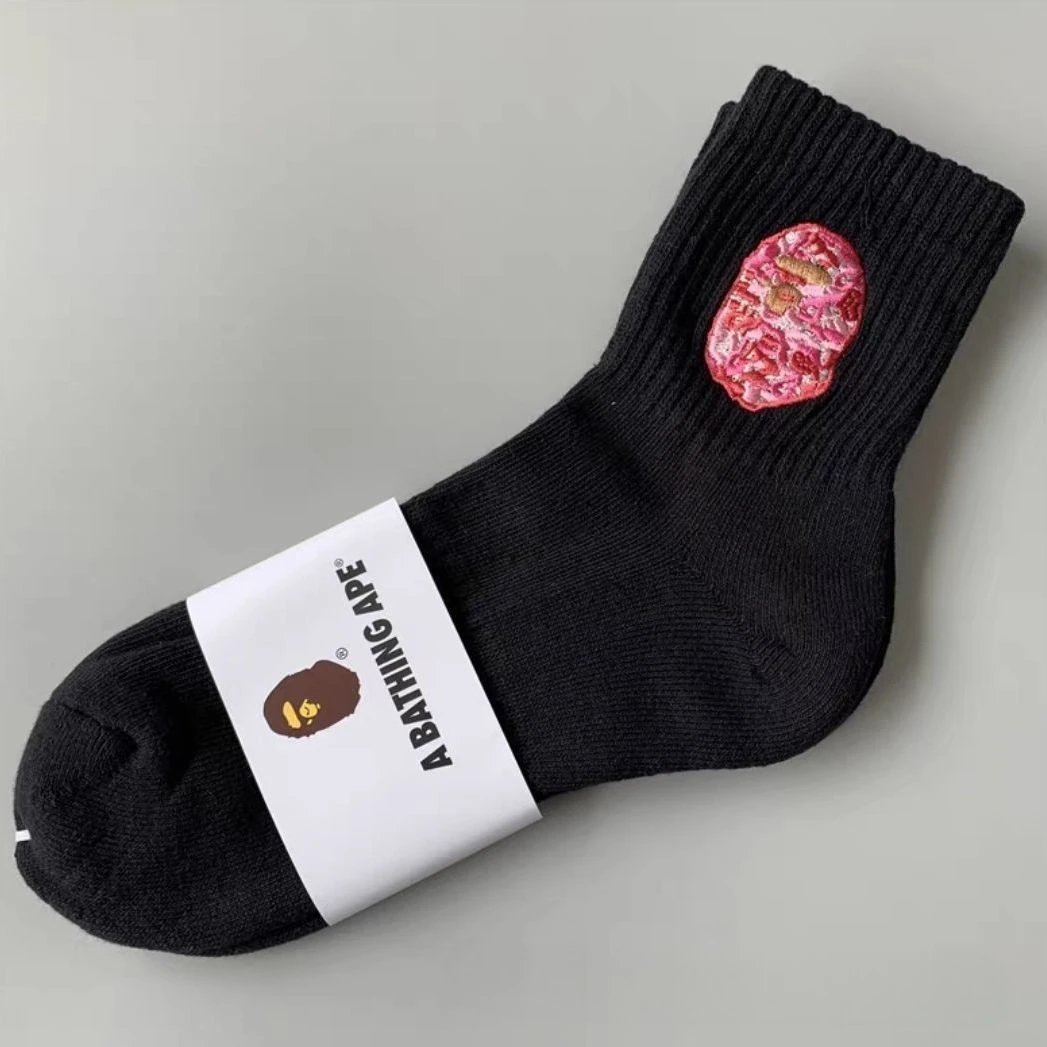 A Bathing Ape Brain Logo Sock Black - 1