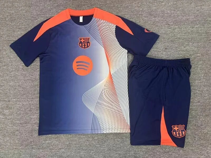 Unbranded Matching Sets Short-Sleeve Football Training Kit — 2526 Barcelona navy blue camouflage style (T90 model)