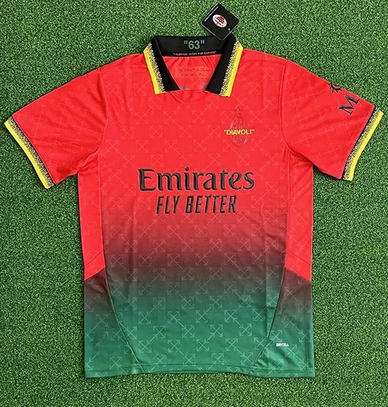 AC Milan x Emirates 2023-24 Third Jersey Red-Green Gradient Polo - 1