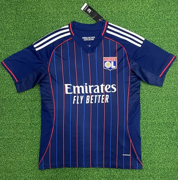 Olympique de Marseille Olympique Lyonnais 2023-24 Home Jersey Navy Blue Striped Football Shirt Jersey - 1