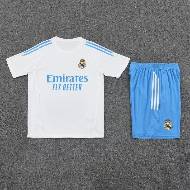 Unbranded Matching Sets Short-Sleeve Football Training Kit — 2526 Real Madrid light blue with white
