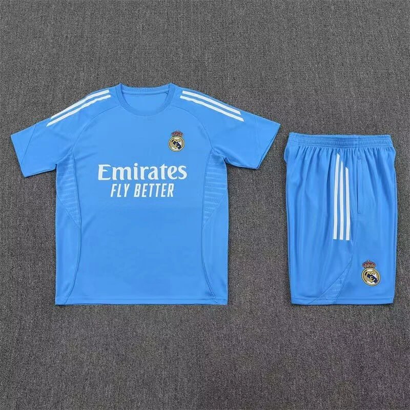 Unbranded Matching Sets Short-Sleeve Football Training Kit — 2526 Real Madrid light blue