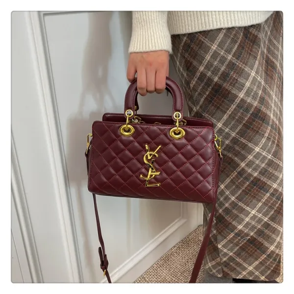 Saint Laurent Loulou Quilted Burgundy Handbag - 18