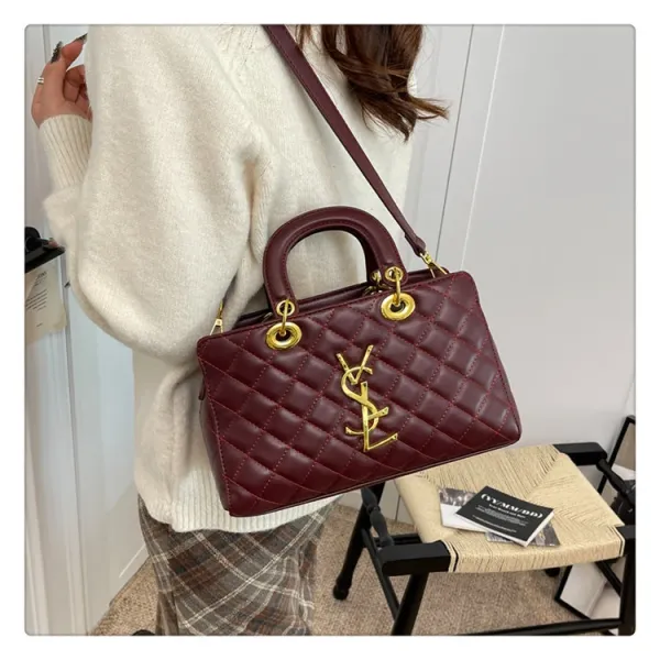 Saint Laurent Loulou Quilted Burgundy Handbag - 19