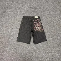 thumbnail for Casual trousers, plum blossom embroidered street trend, loose wide-leg jeans