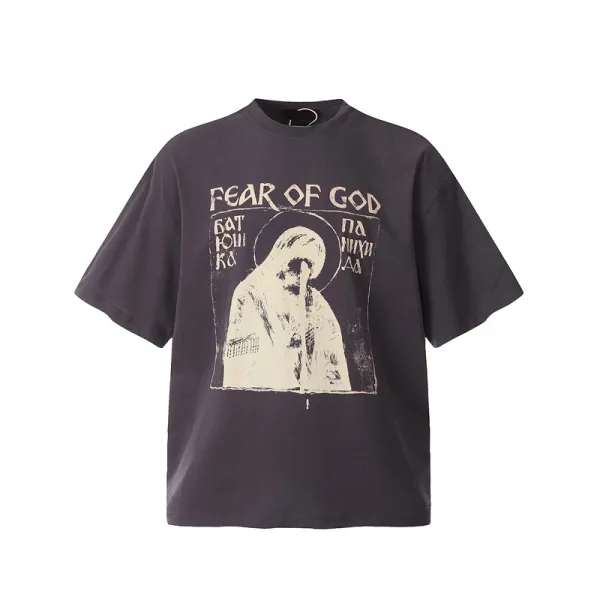 Design Angel Statues Print Oversized T-Shirt Black - 23