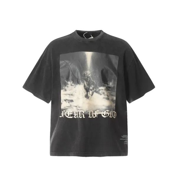 Fear of God Graphic Print Washed Black T-Shirt - 1