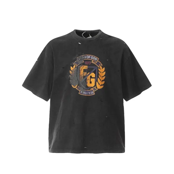 Design Angel Statues Print Oversized T-Shirt Black - 21