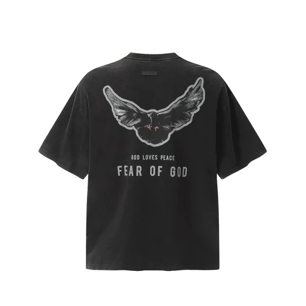 Fear of God God Loves Peace Dove Graphic T-Shirt Black - 1