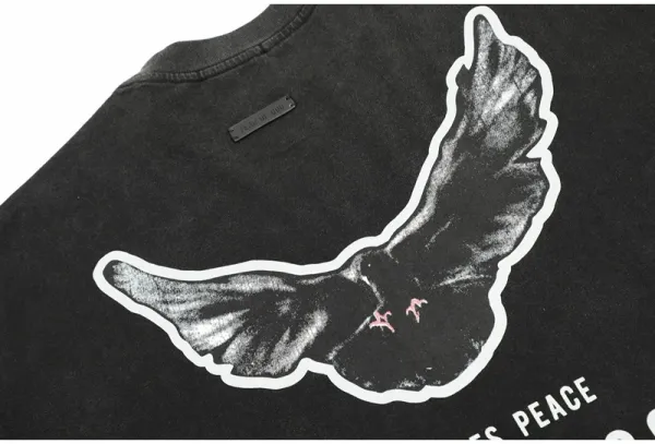 Design Angel Statues Print Oversized T-Shirt Black - 49