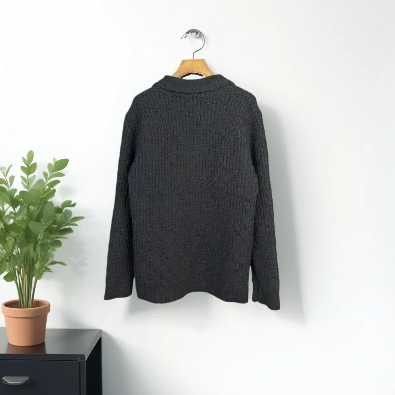 Design Knit Polo Sweater Black - 21
