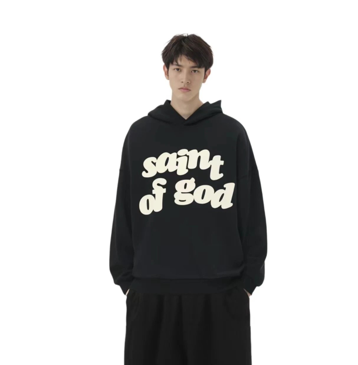 Saint Tears Graffiti Print Hoodie White - 46