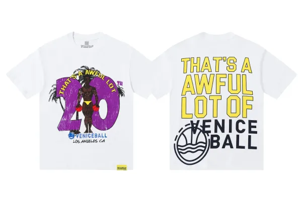 Design That's A Awful Lot Of Cough Syrup x Veniceball 20th Anniversary White T-Shirt T-Shirts - 1