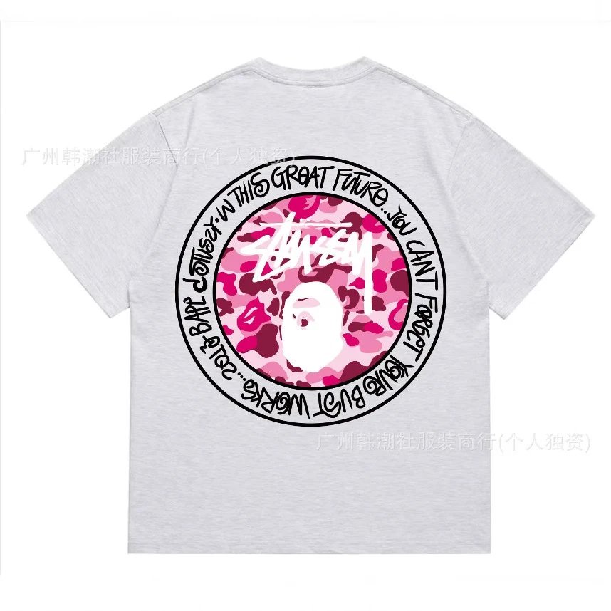 A Bathing Ape Bapesta Circle Print Black White Camo Graphic T-Shirt