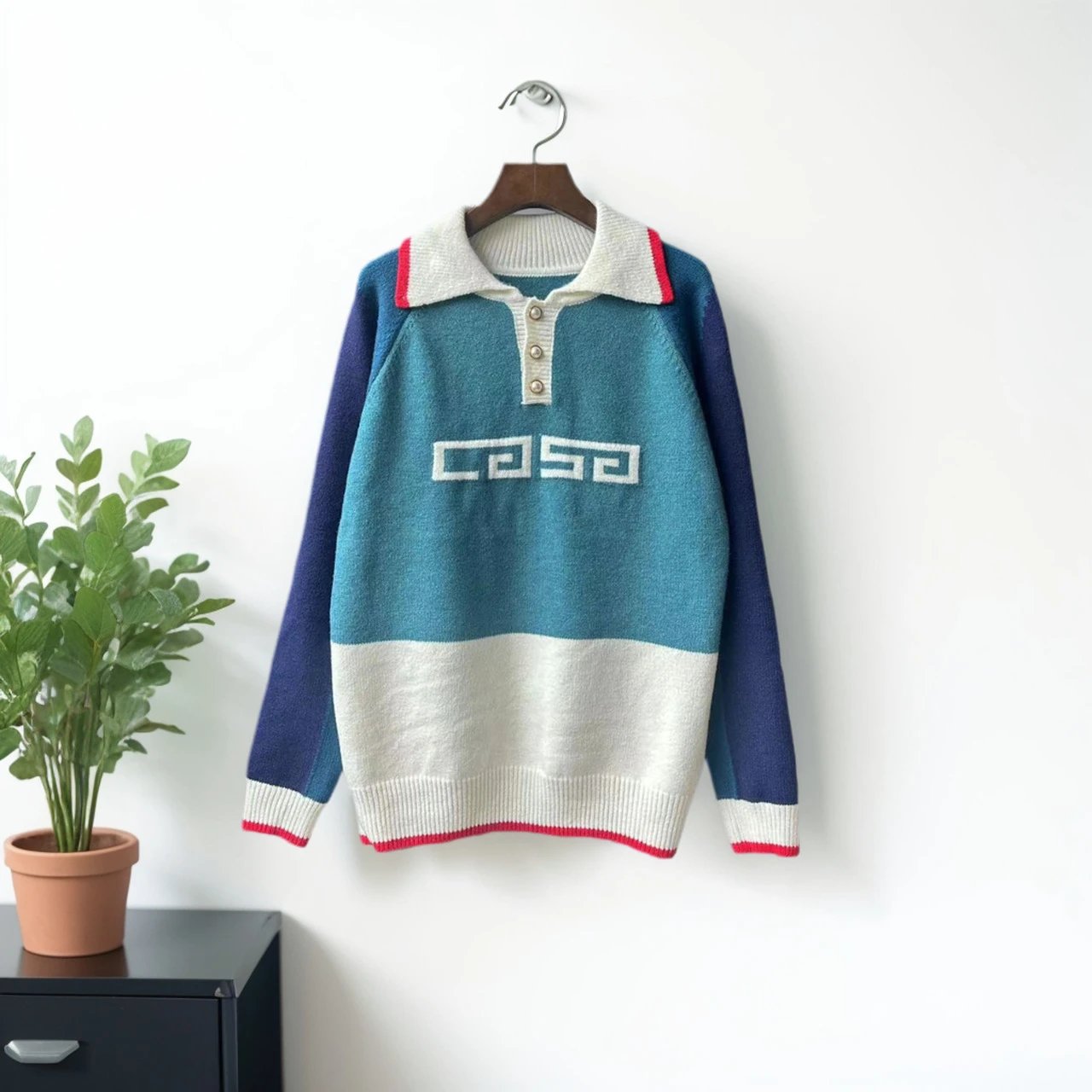 Design Knit Polo Sweater Black - 24