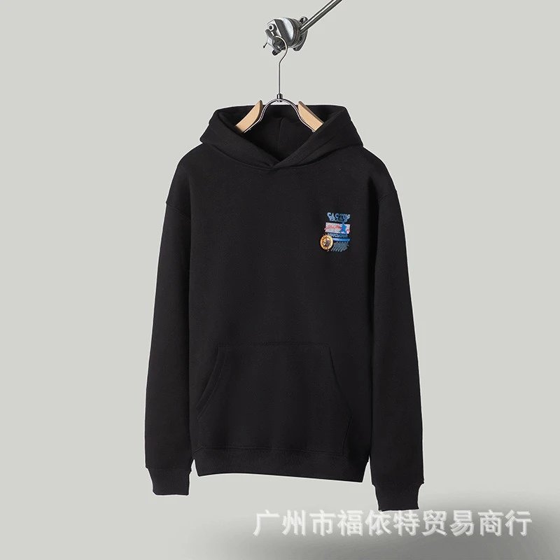 Design Embroidered Patch Hoodie Black