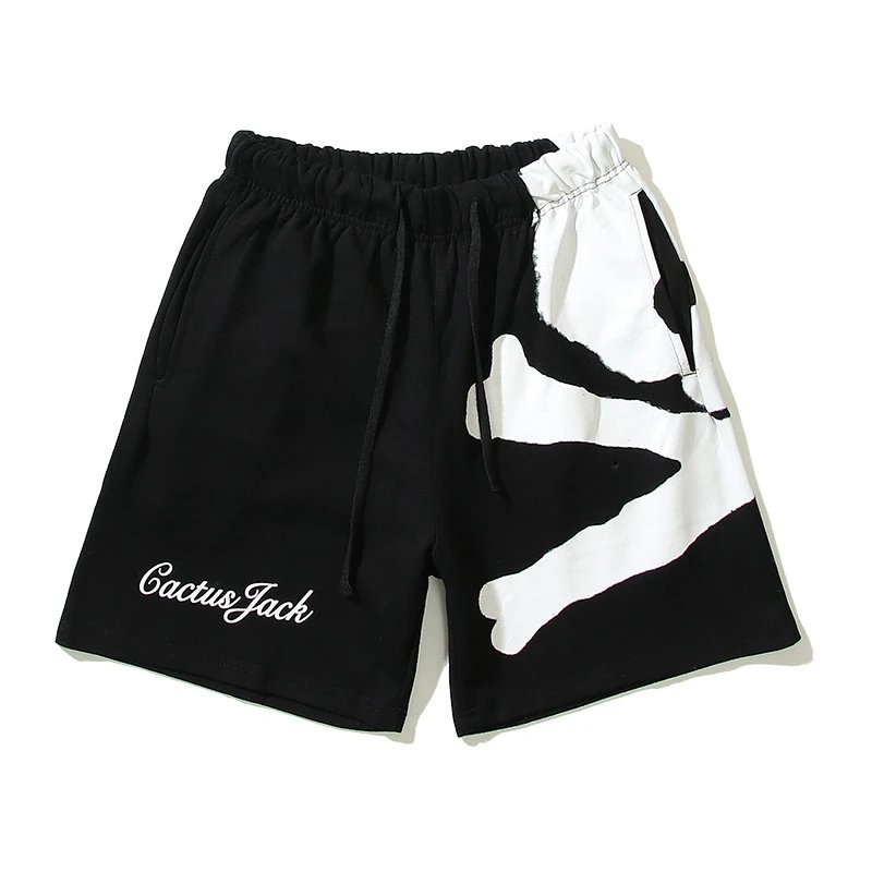 Cactus Jack Skull Print Black Pink Streetwear Shorts
