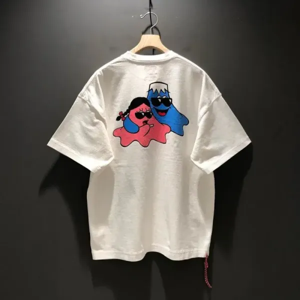 Design Amorphous Characters Graphic Print White T-Shirt - 1