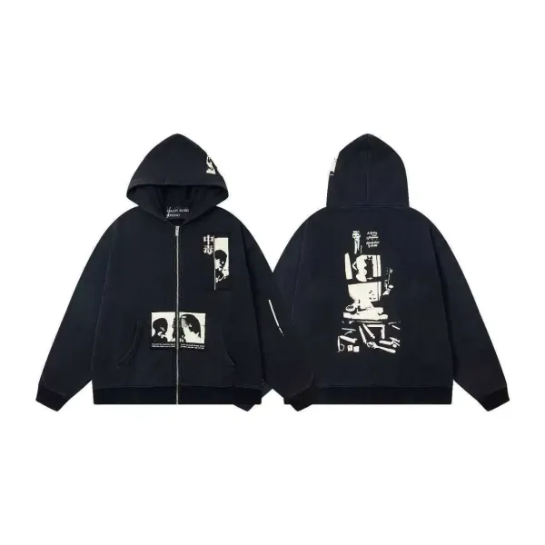 Enfants Riches Déprimés Zip-Up Hoodie Black - 1