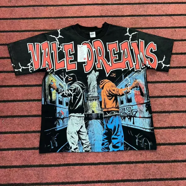 Design Vale Dreams Graffiti Art Black T-Shirt T-Shirts - 1