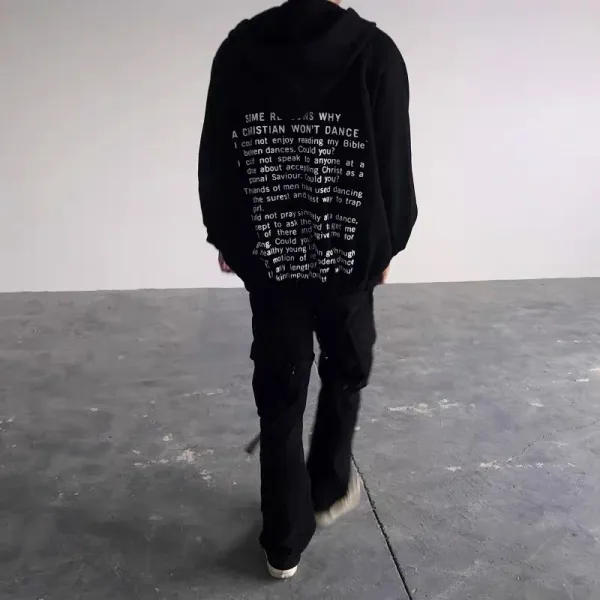 Design Vintage Washed Black Graphic Zip-Up Hoodie - 7