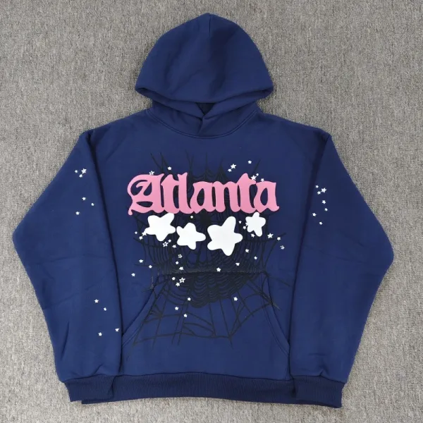 Design Atlanta Spiderweb Graphic Hoodie Navy - 1