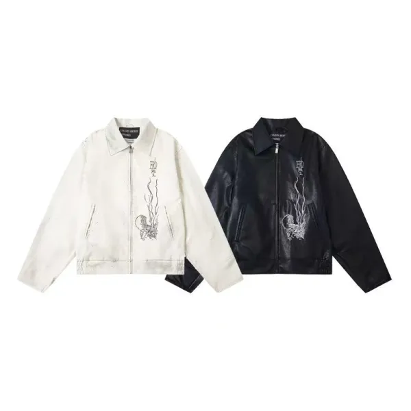 Design Vintage Washed Black Graphic Zip-Up Hoodie - 45