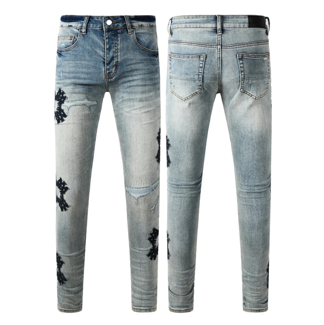 Letter Embroidered Ripped Jeans photo 3